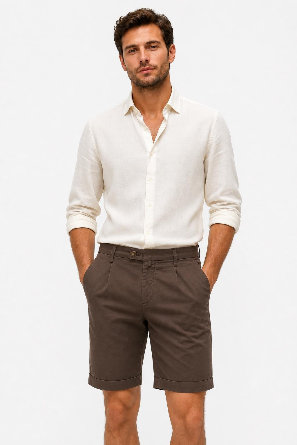 Briglia 1949 Cotton Stretch Bermuda Shorts Dark Brown