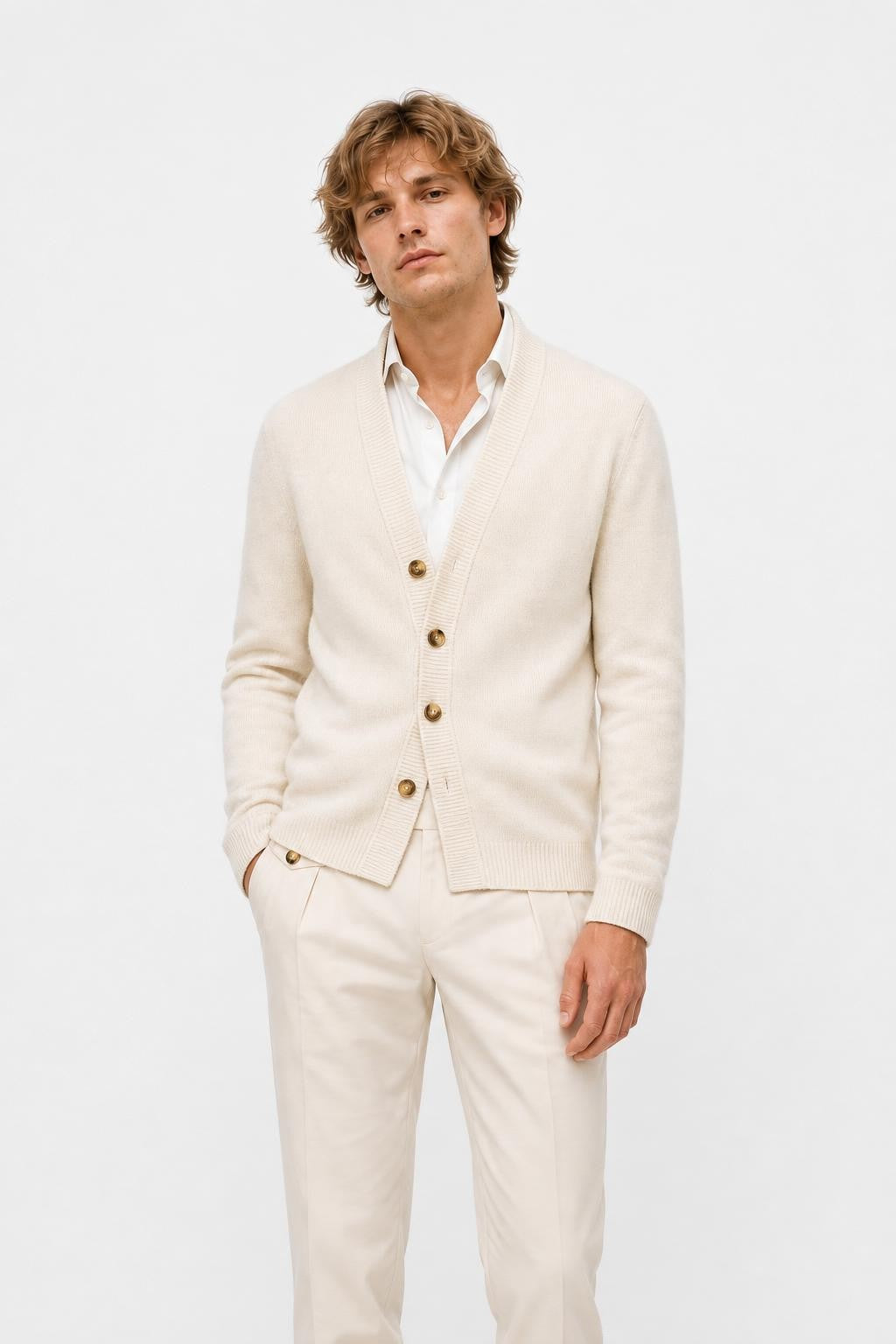 Brunello Cucinelli Cashmere Cardigan Cream