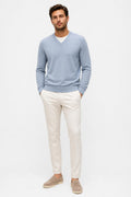 Brunello Cucinelli Cashmere V-Neck Jumper Smoky Blue