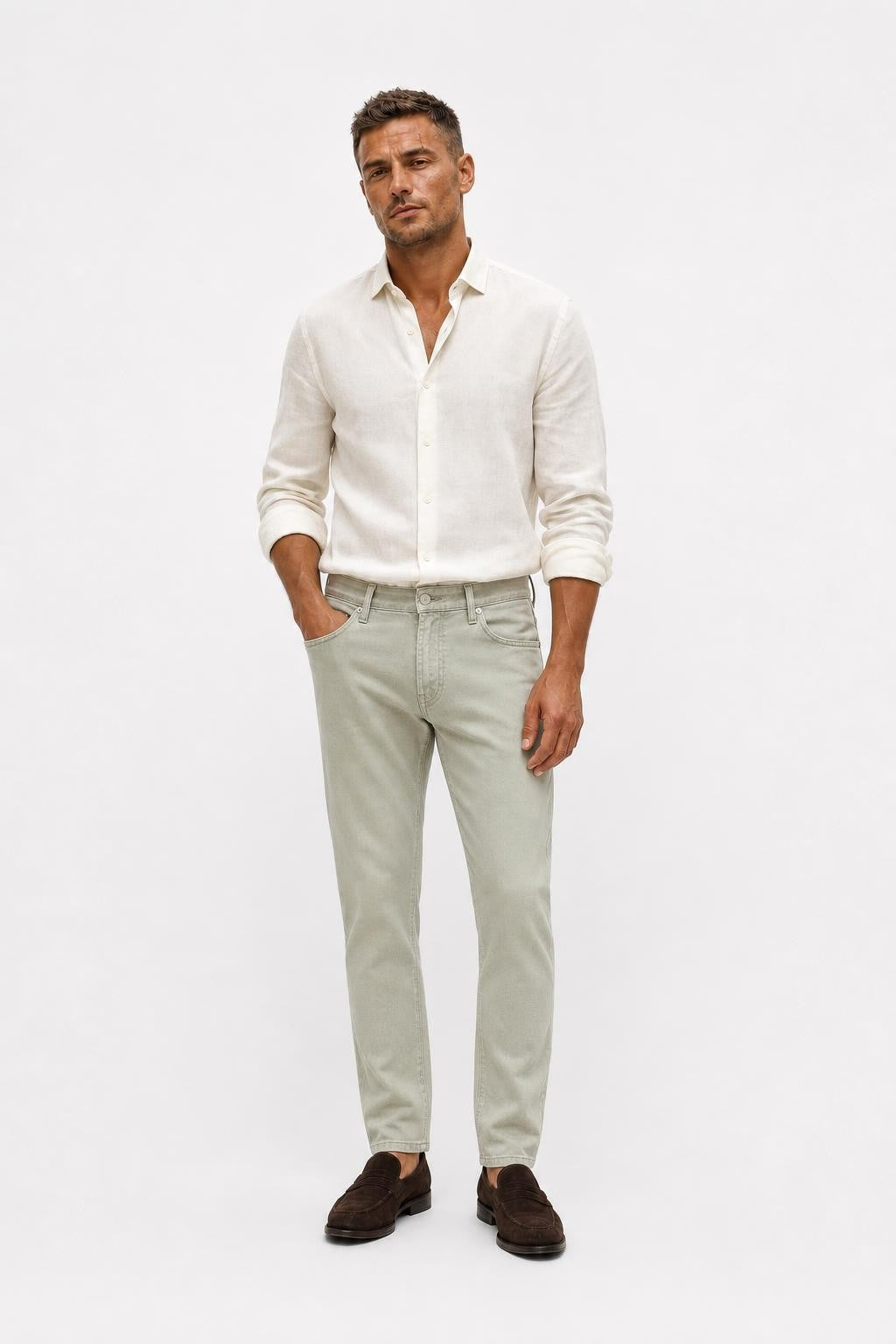 Brunello Cucinelli Traditional Fit Denim Jeans Sage