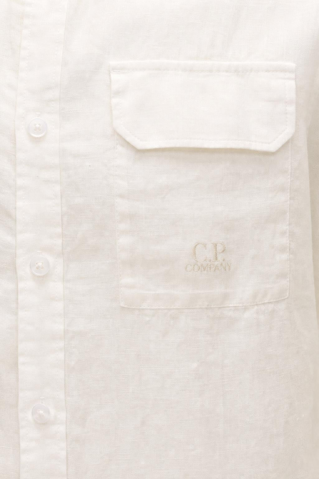 C.P. Company Linen Shirt Slim Collar Off-White