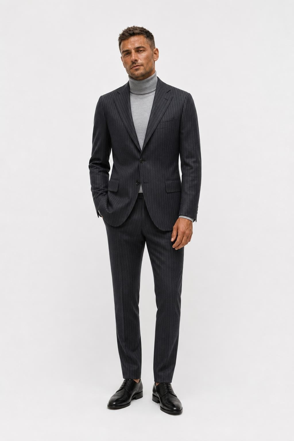 Cesare Attolini Suit 'Drop 7' Dark Grey/Light Grey Striped