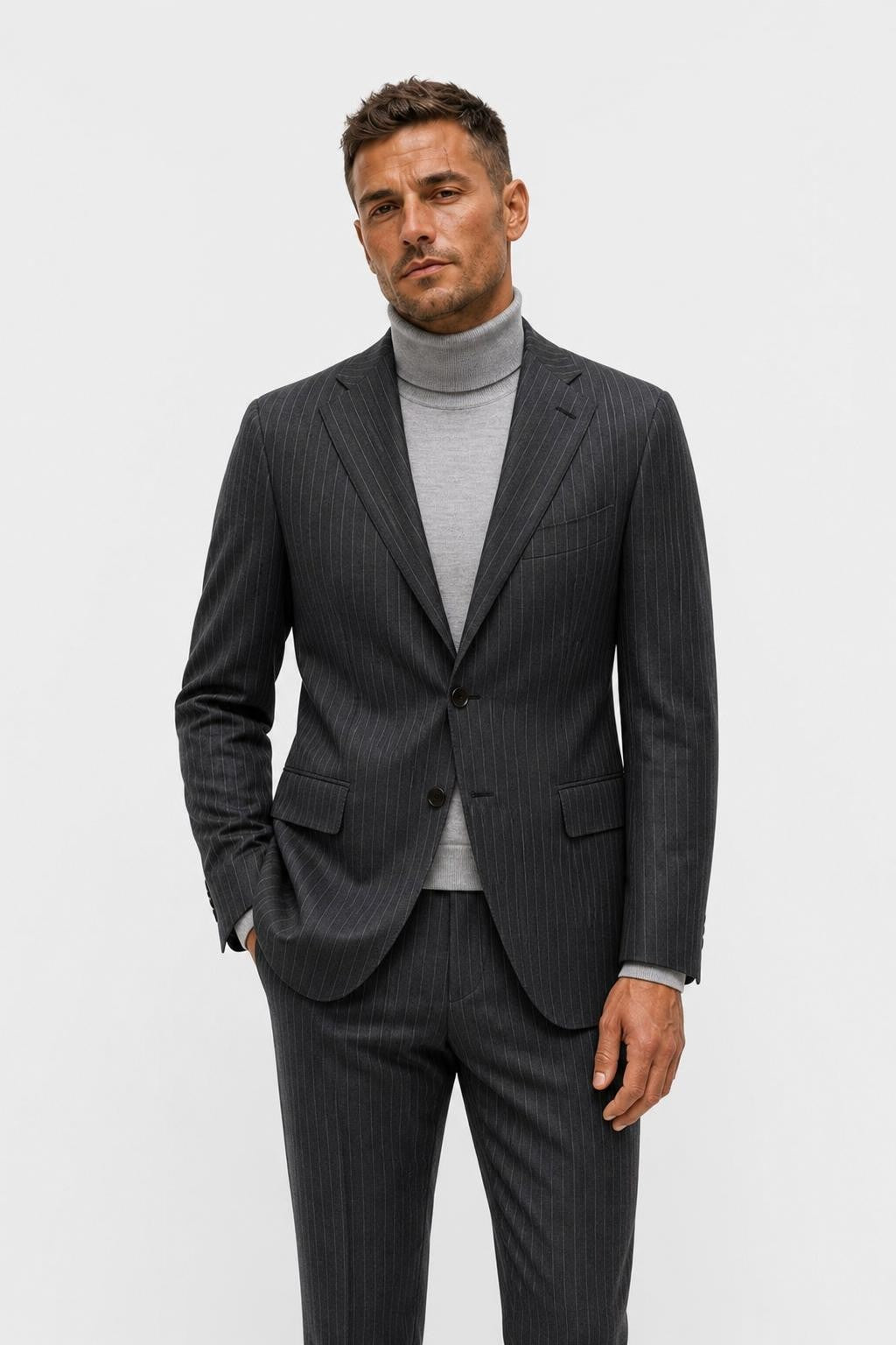 Cesare Attolini Suit 'Drop 7' Dark Grey/Light Grey Striped