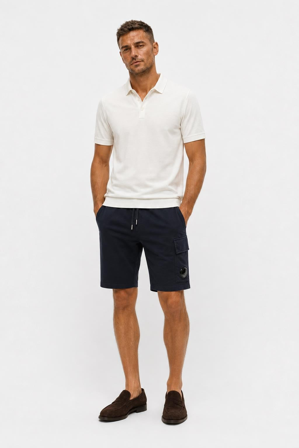 C.P. Company Cotton Cargo Sweat Shorts Dark Navy