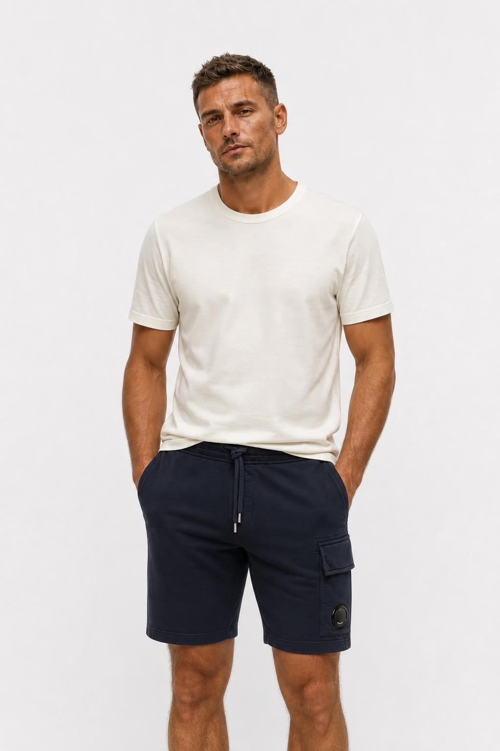 C.P. Company Cotton Cargo Sweat Shorts Dark Navy