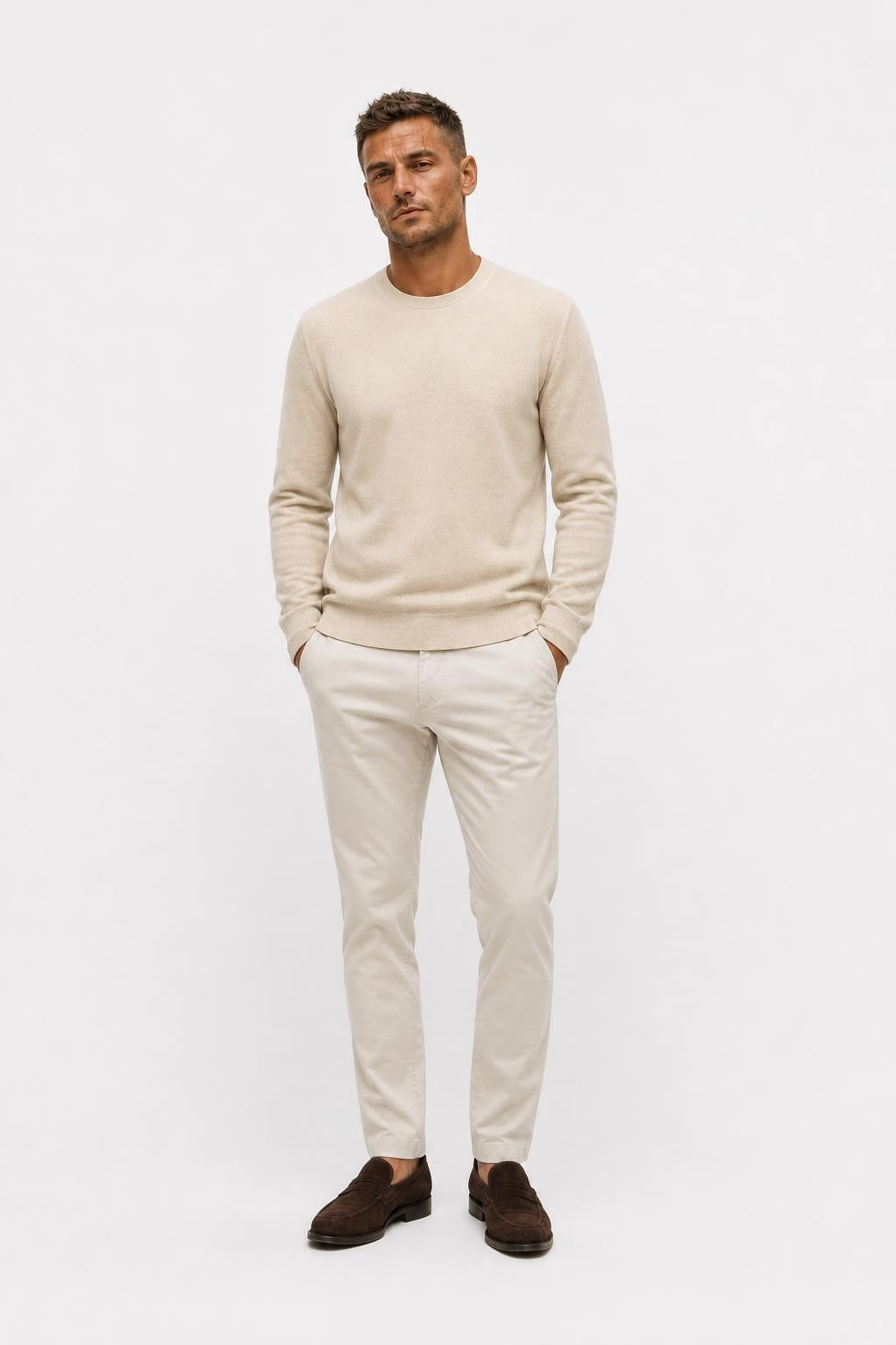 C.P. Company Wool Blend Crew Neck Jumper Beige
