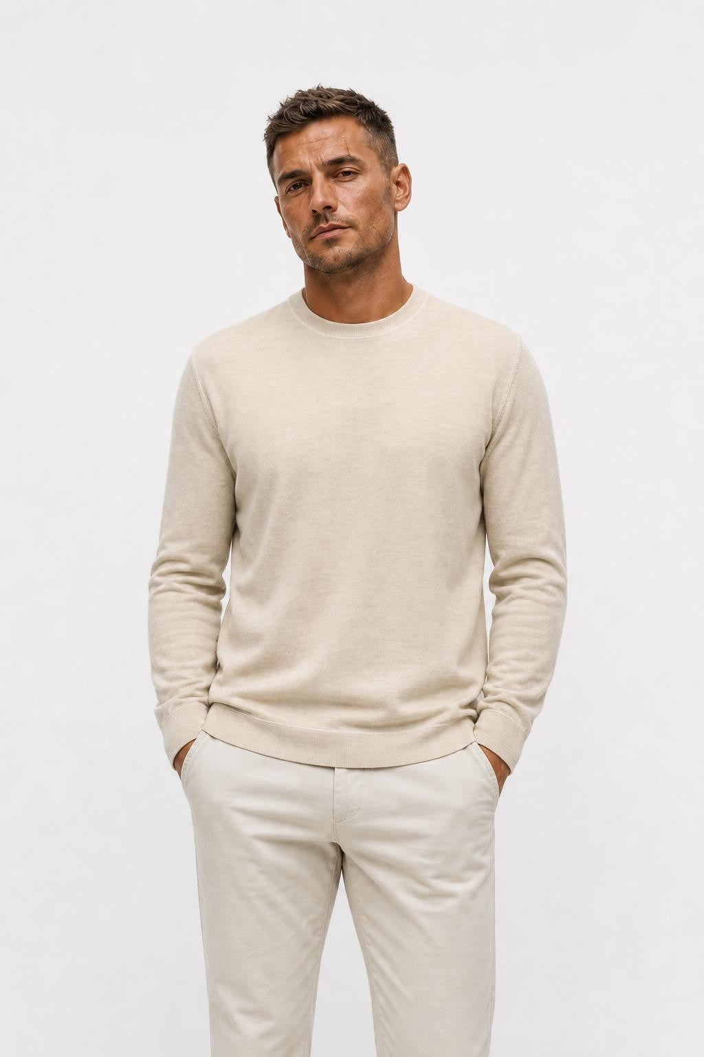 C.P. Company Wool Blend Crew Neck Jumper Beige