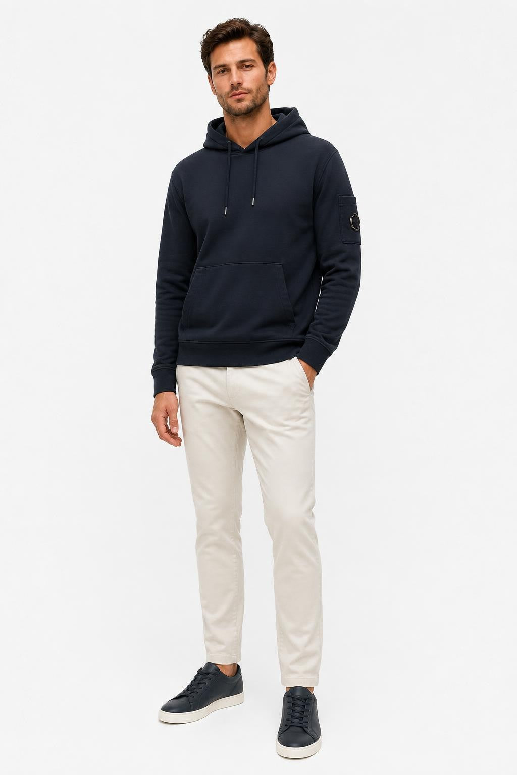 C.P. Company Cotton Hooded Jumper Navy