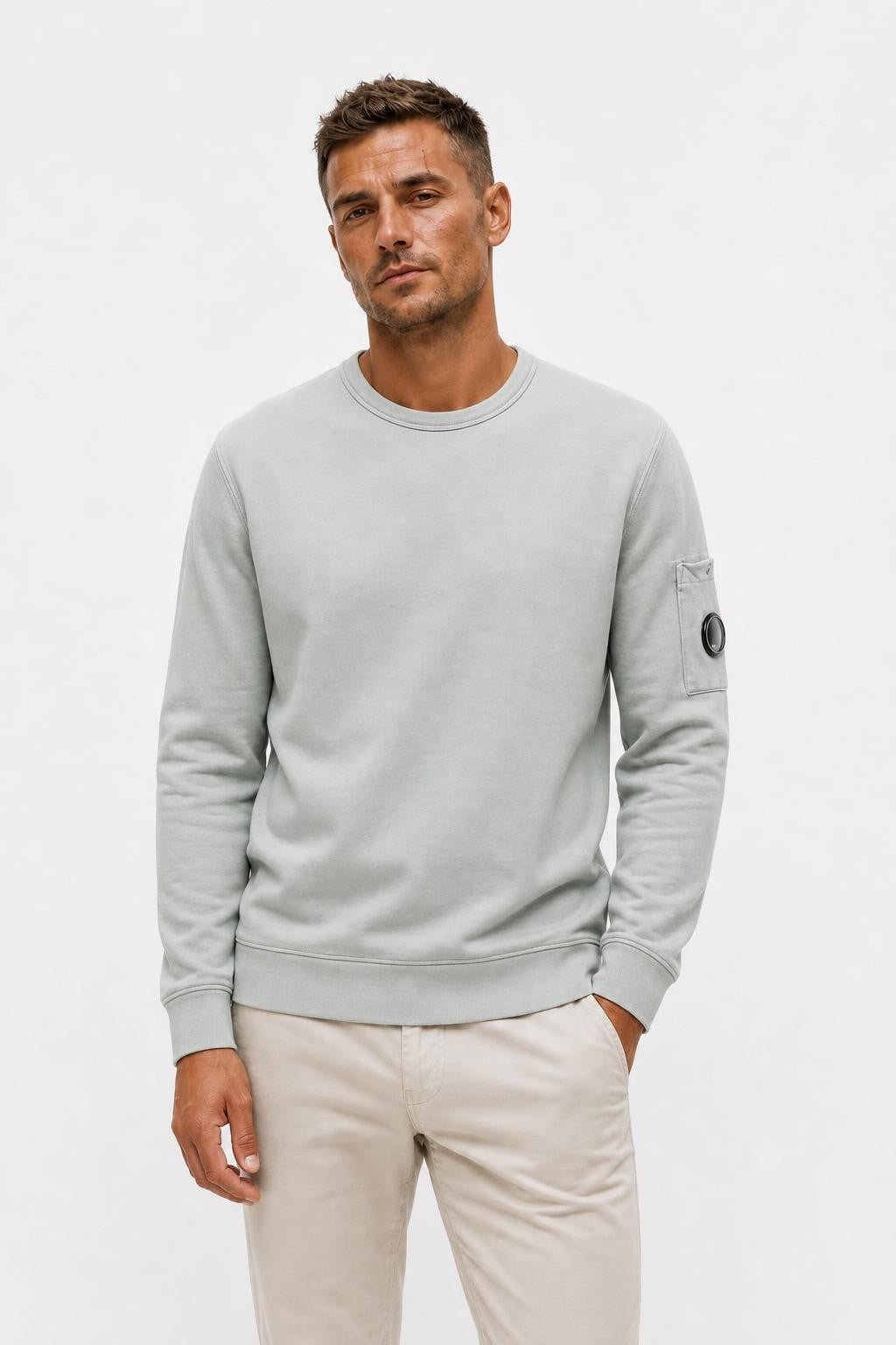 C.P. Company Cotton Crew Neck Sweatshirt Grey-Green