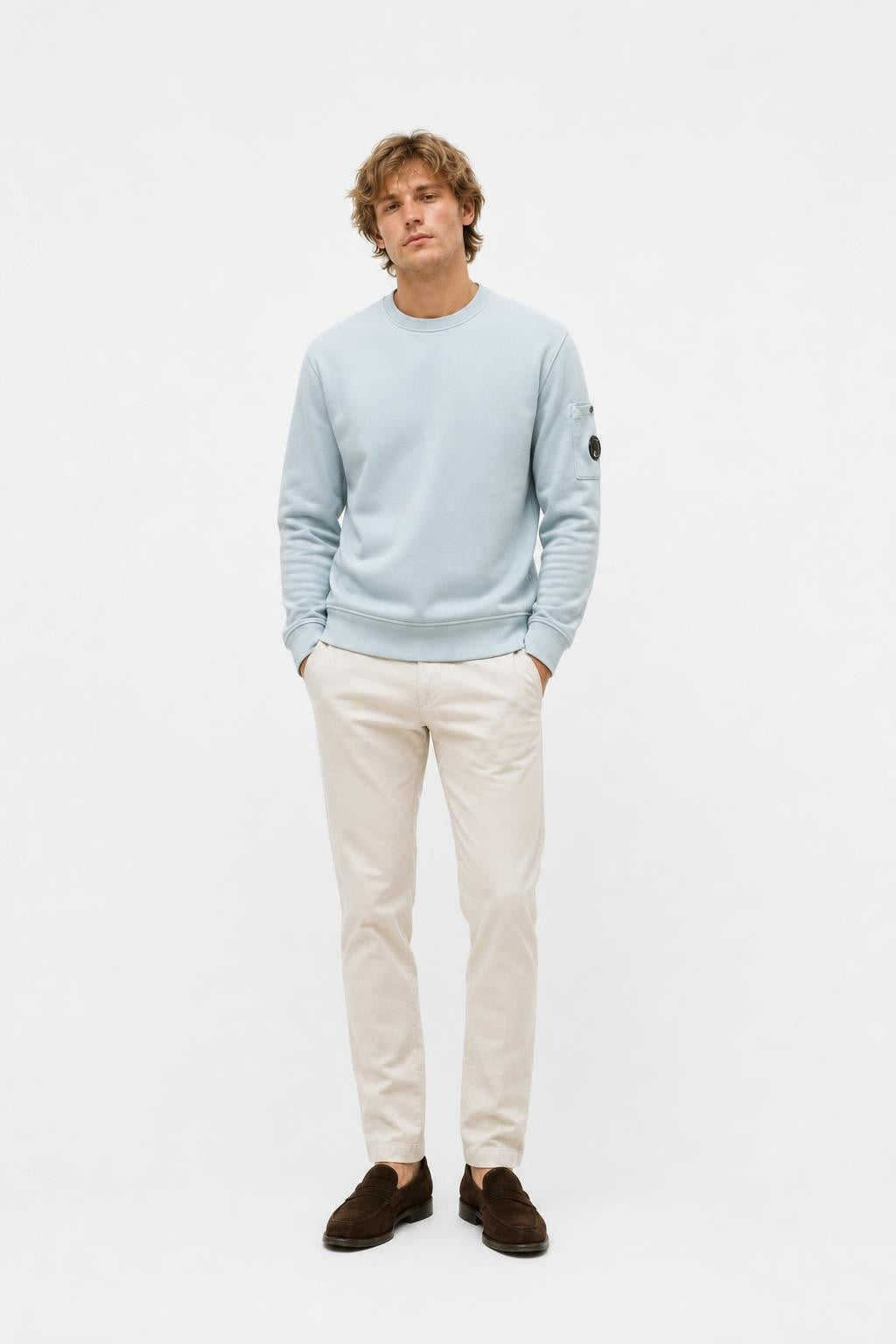 C.P. Company Cotton Crew Neck Sweatshirt Smoky Blue