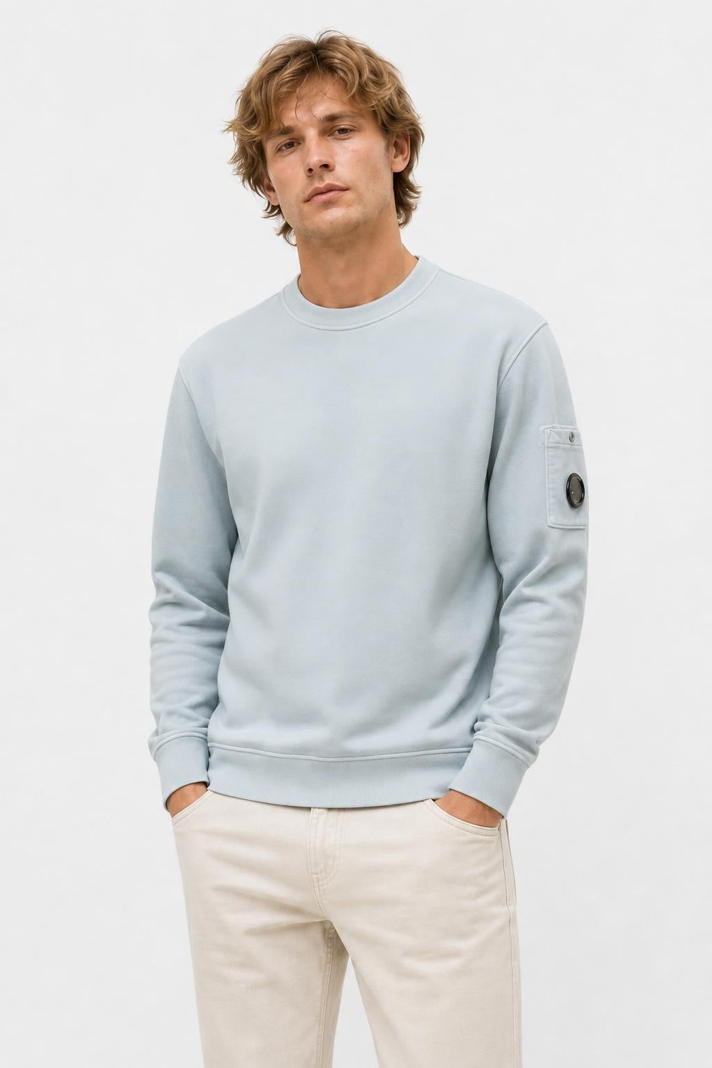 C.P. Company Cotton Crew Neck Sweatshirt Smoky Blue