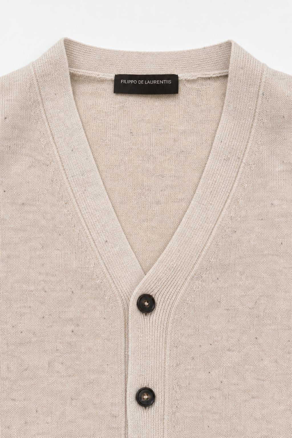Filippo de Laurentiis Merino Wool Cardigan Beige Mottled