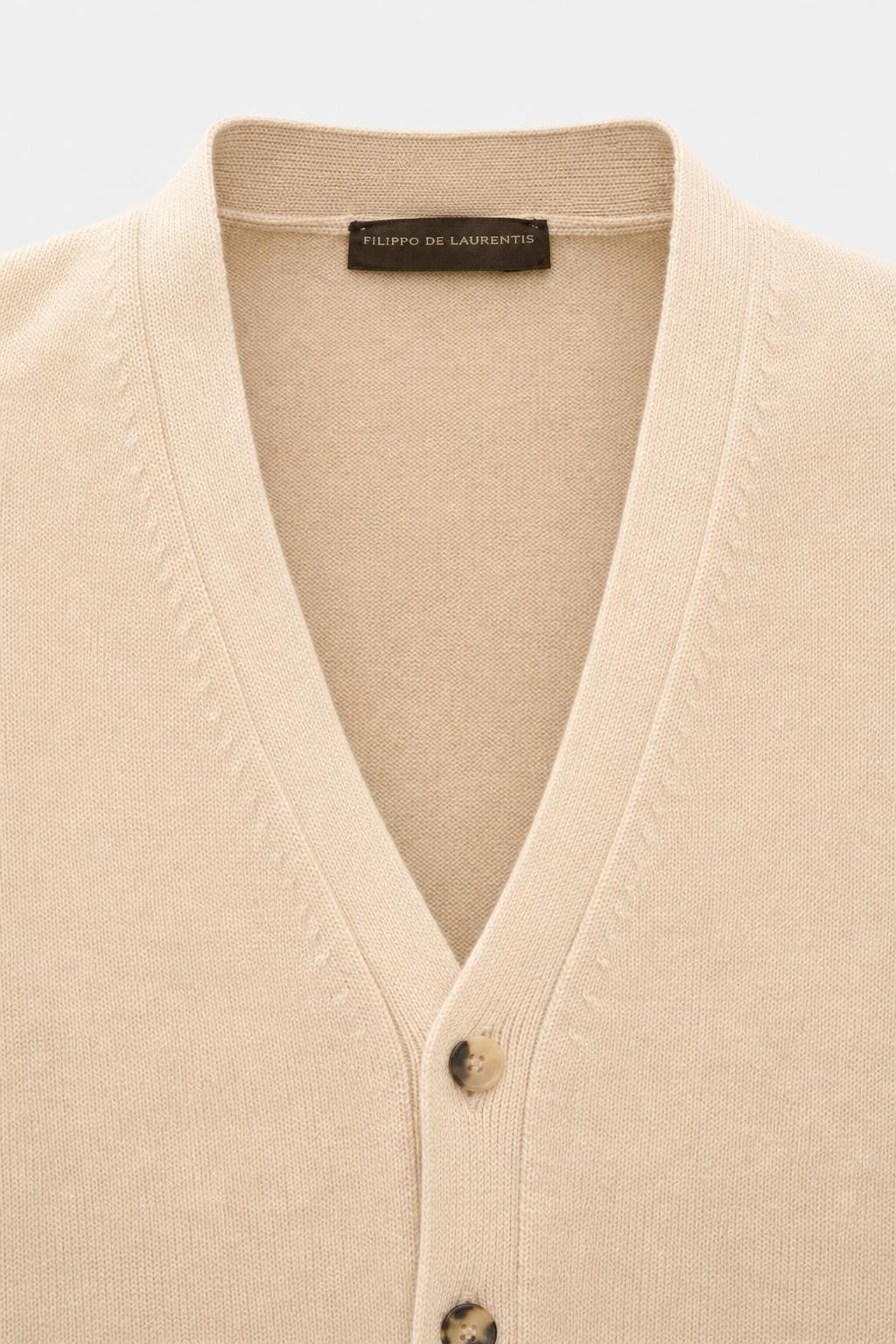 Filippo de Laurentiis Merino Wool Cardigan Sand