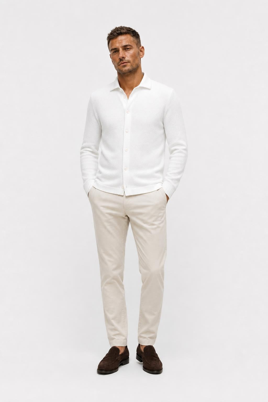 Fioroni Wool Cardigan White