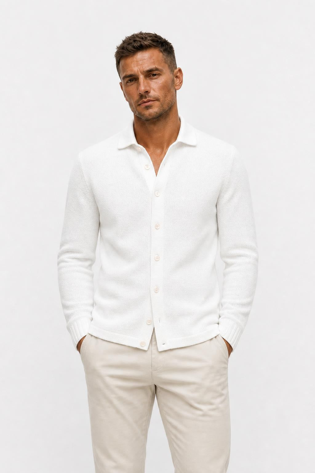 Fioroni Wool Cardigan White