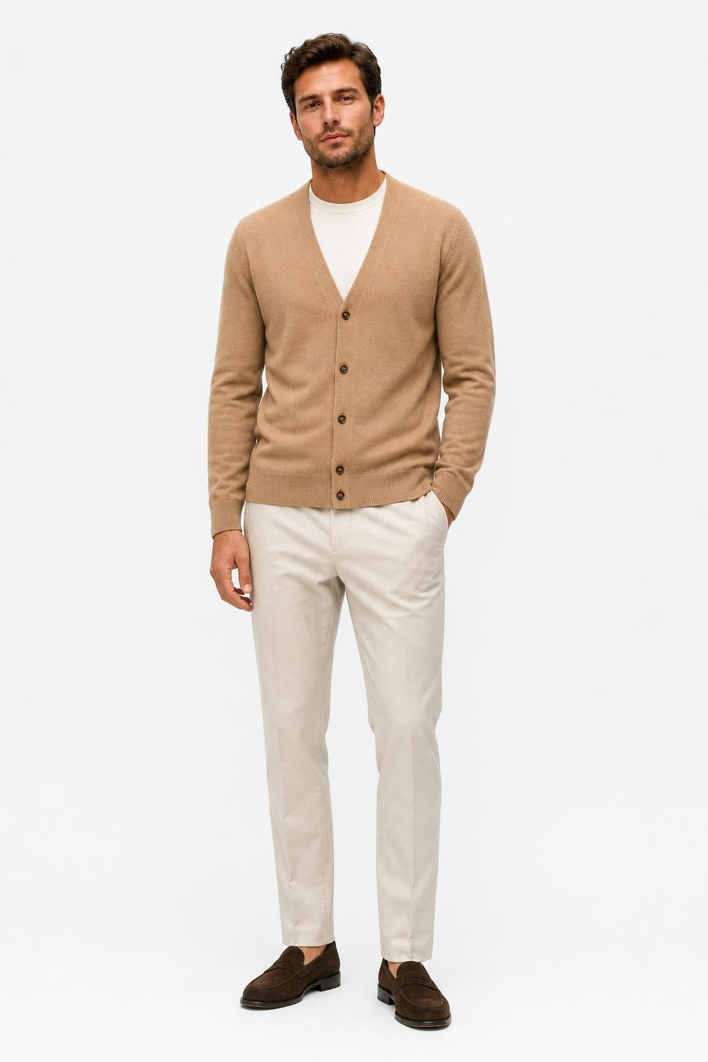 Fioroni Cashmere Cardigan Light Brown Mottled