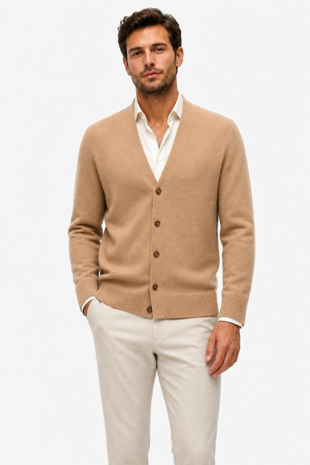 Fioroni Cashmere Cardigan Light Brown Mottled
