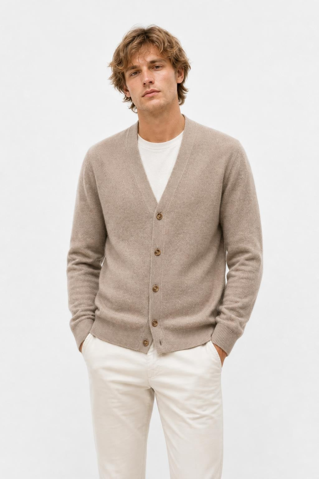 Fioroni Cashmere Cardigan Taupe Mottled
