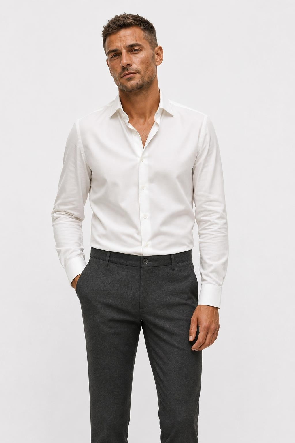 GTA Davide Pure Virgin Wool Trousers Dark Grey