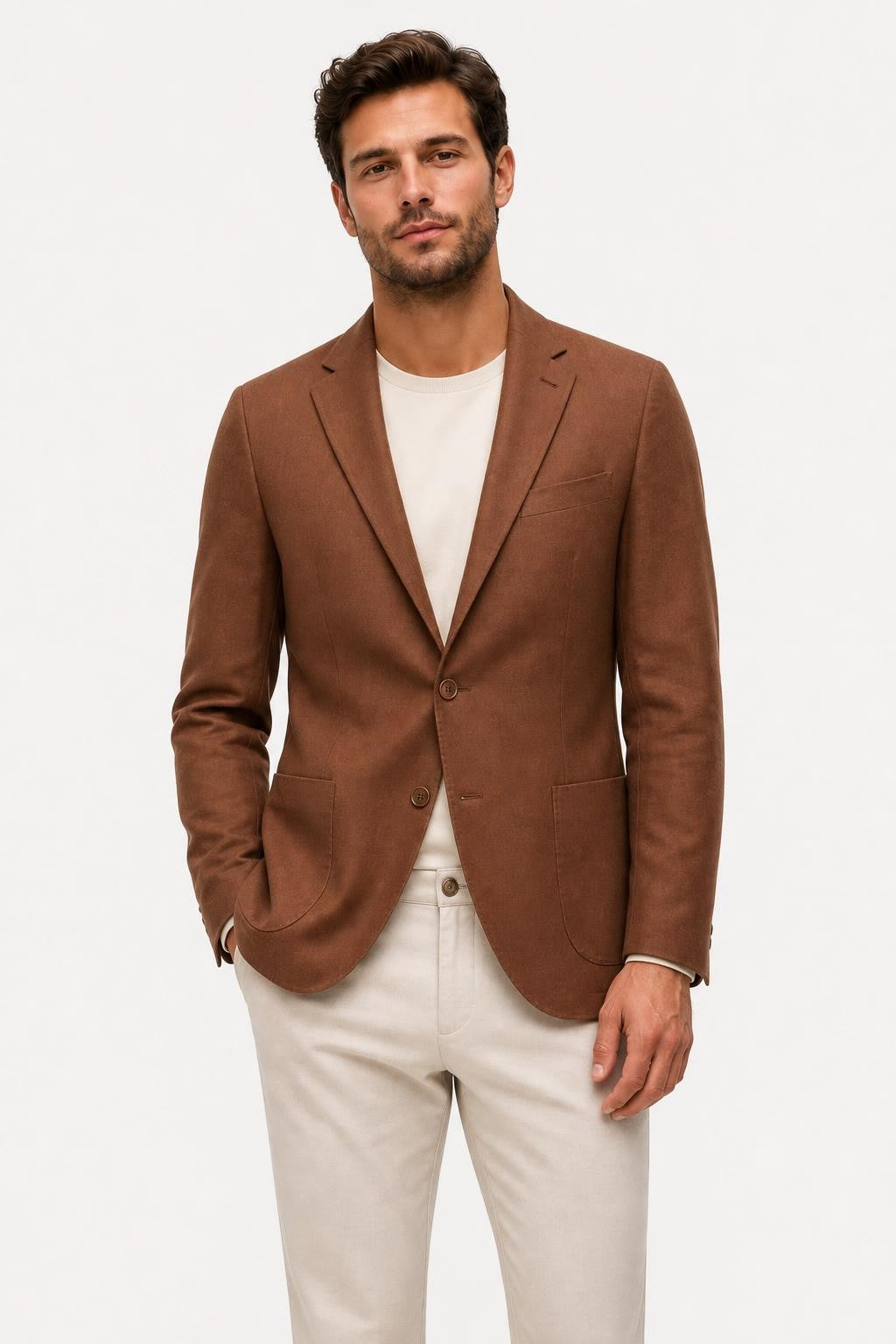 Percival Tailored Linen Blazer Brown