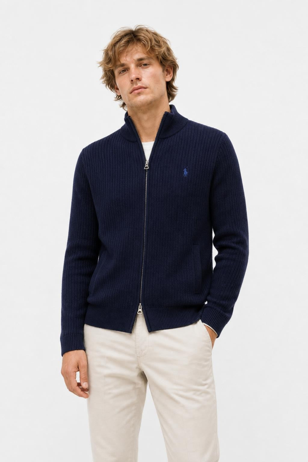 Polo Ralph Lauren Wolle Cardigan Navy meliert