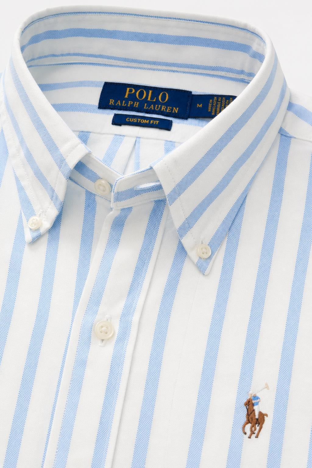 Polo Ralph Lauren Casual Shirt Button-Down Collar Blue White Striped