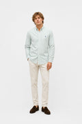Polo Ralph Lauren Casual Shirt Button-Down Collar Green White Striped