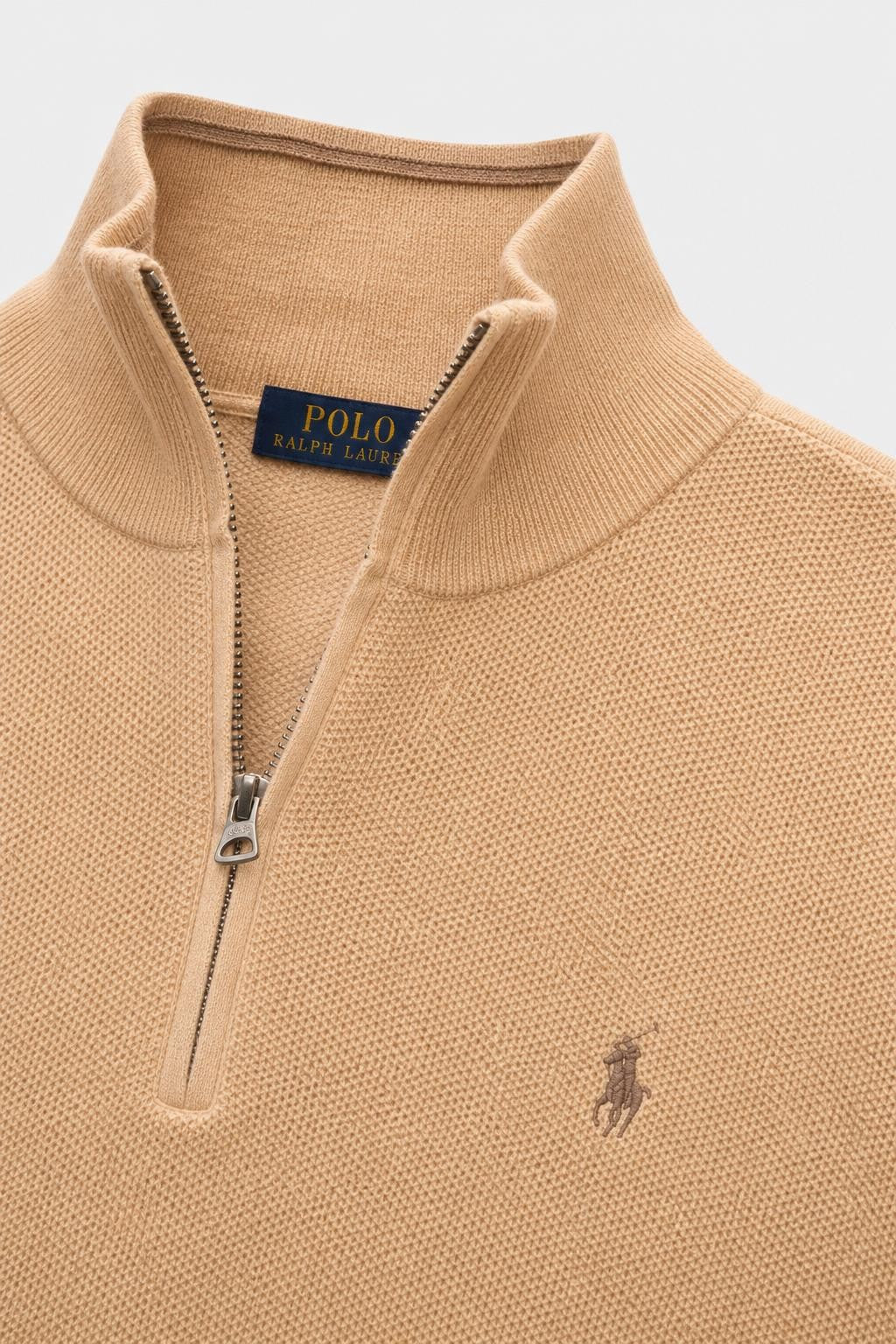 Polo Ralph Lauren Wolle Halbzip-Pullover Kamel meliert