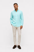 Polo Ralph Lauren Linen Shirt Button-Down Collar Turquoise