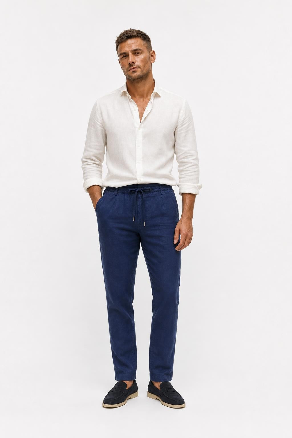 Polo Ralph Lauren Pure Linen Trousers Navy
