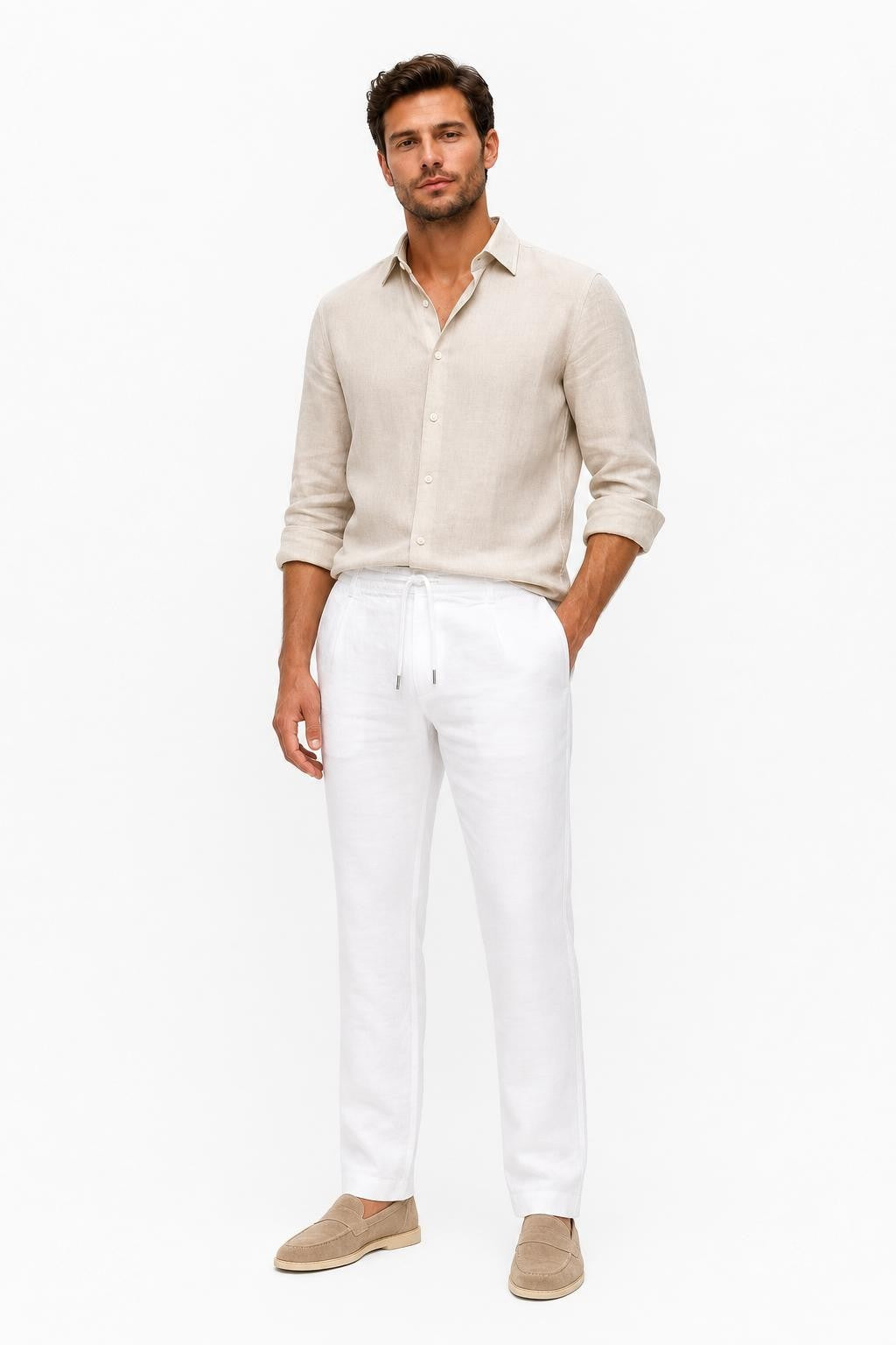 Polo Ralph Lauren Pure Linen Trousers White