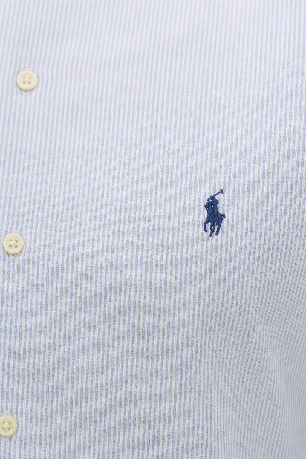 Polo Ralph Lauren Oxford Shirt Shark Collar Light Blue White Striped