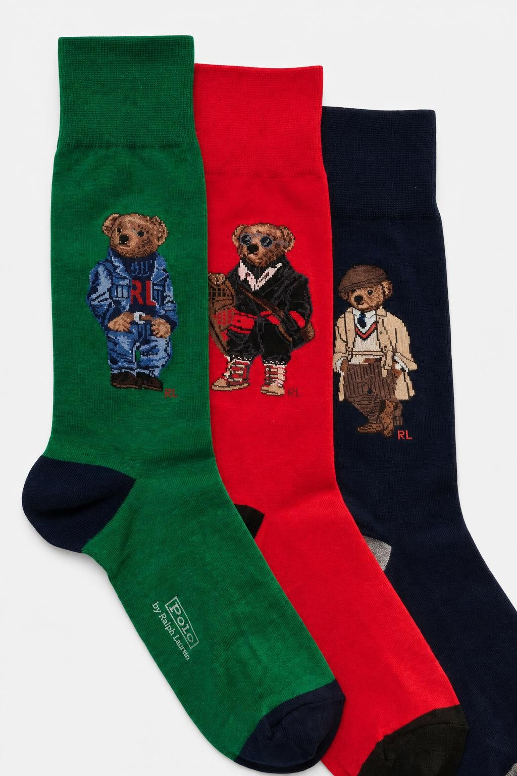 Polo Ralph Lauren Cotton Socks Pack of 3 Green / Navy / Red