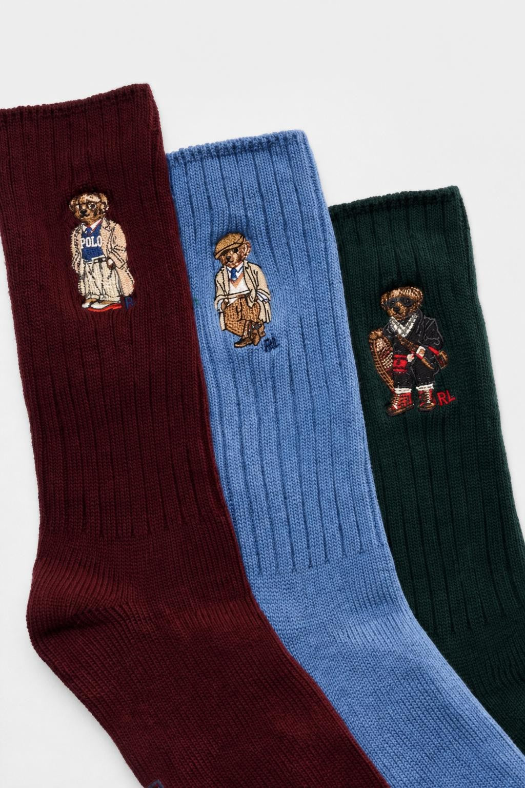 Polo Ralph Lauren Cotton Socks Pack of 3 Smoky Blue / Dark Green / Burgundy