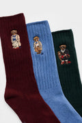 Polo Ralph Lauren Cotton Socks Pack of 3 Smoky Blue / Dark Green / Burgundy