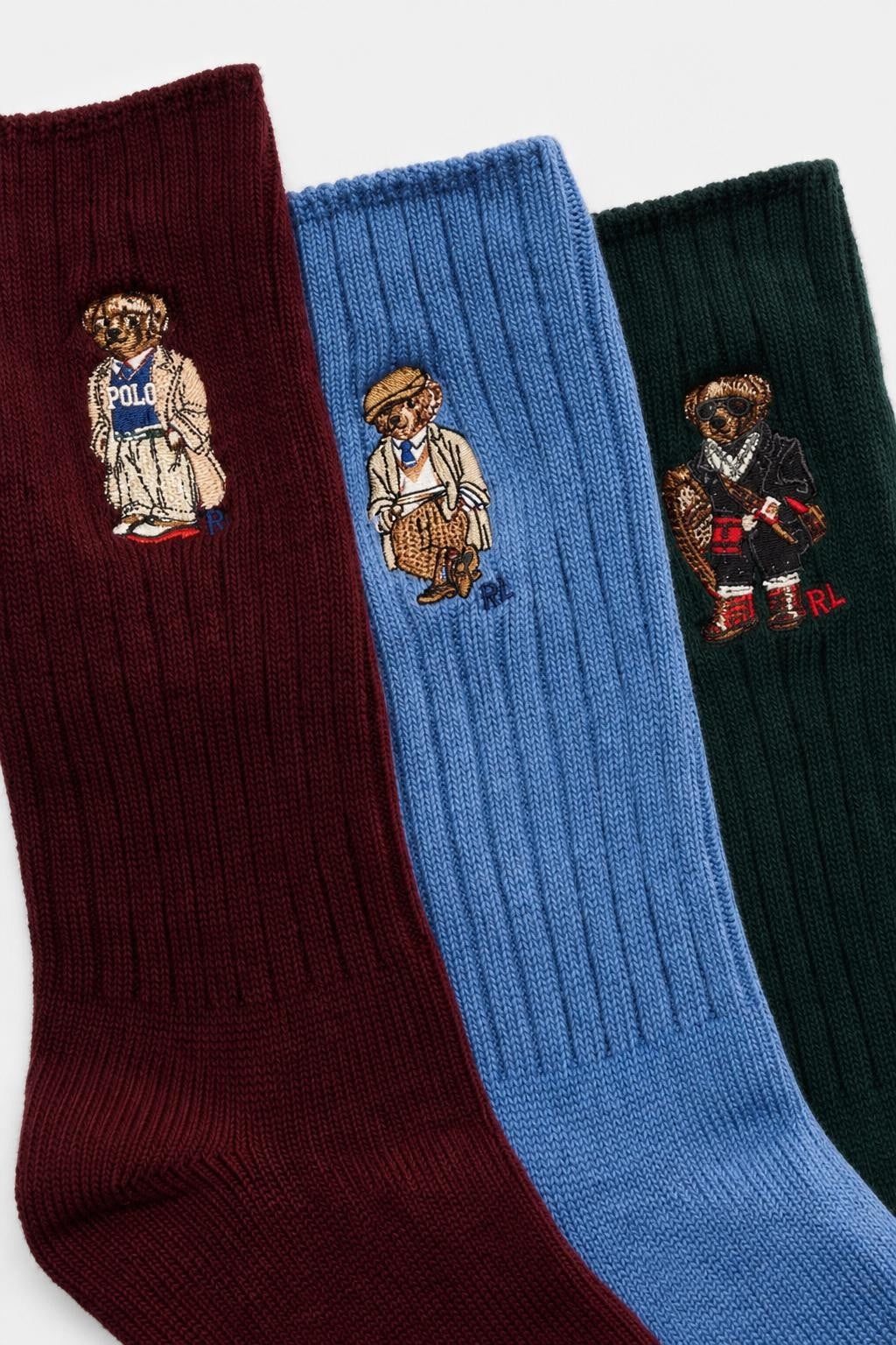 Polo Ralph Lauren Cotton Socks Pack of 3 Smoky Blue / Dark Green / Burgundy