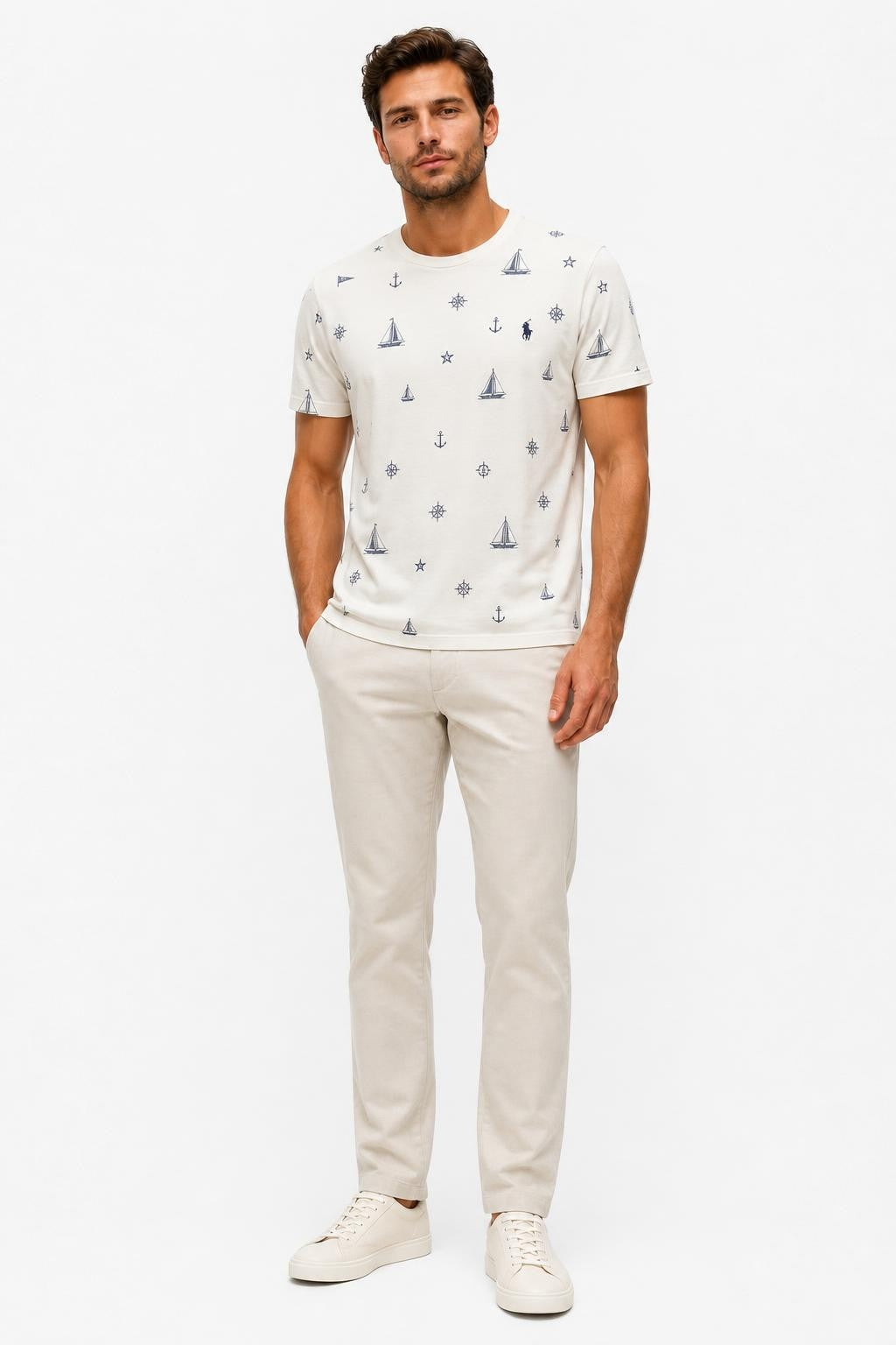 Polo Ralph Lauren Nautical Print T-Shirt Off-White