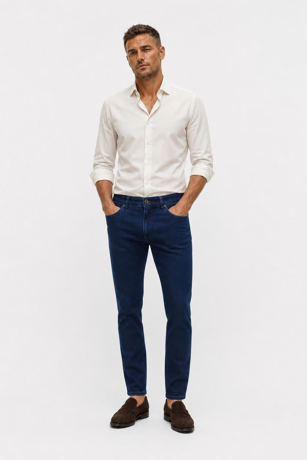 PT Torino Denim Reggae Cropped Cotton Jeans Dark Blue