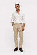 PT Torino Gentleman Fit Linen Cotton Trousers Beige