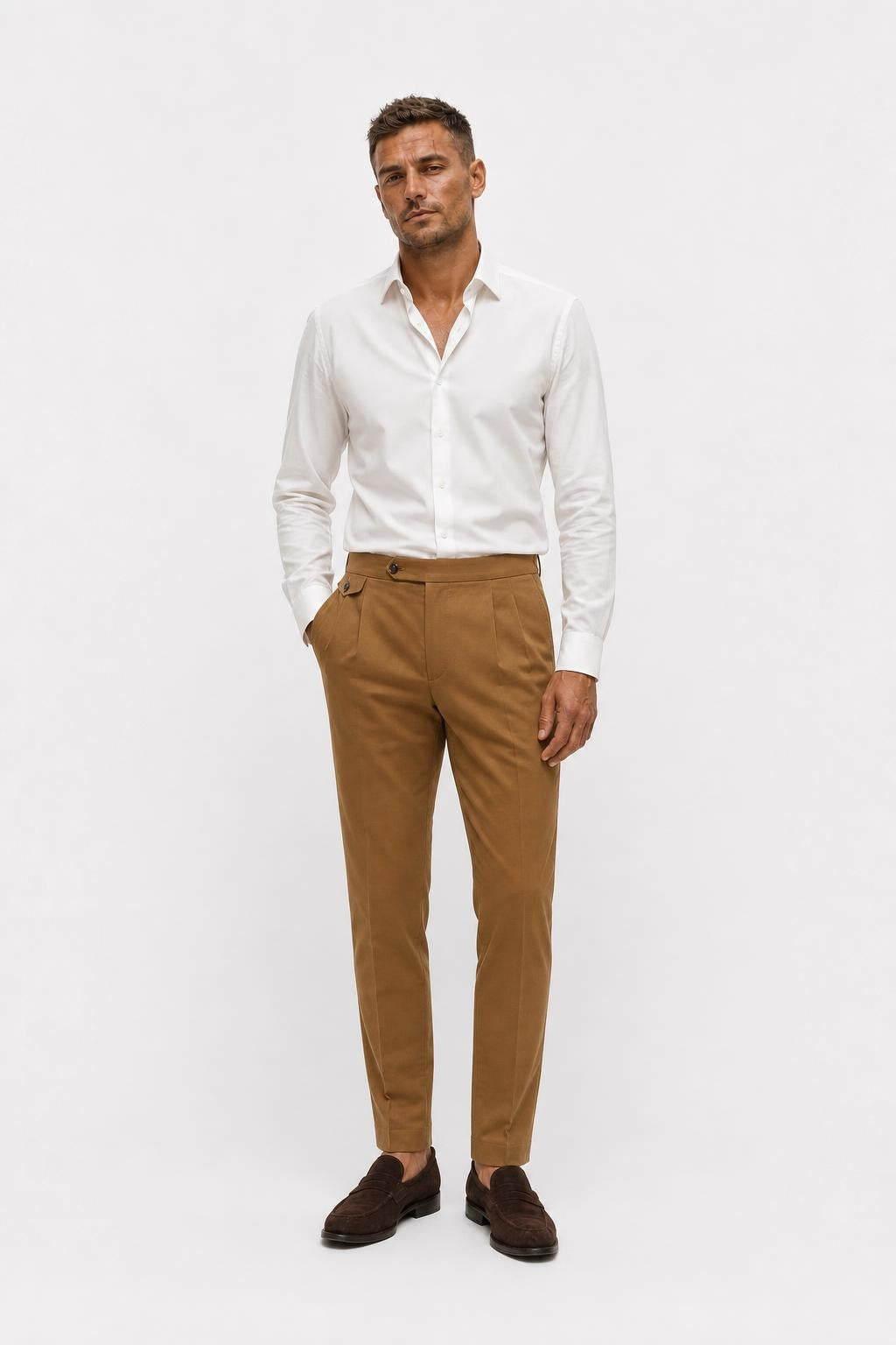 PT Torino Gentleman Fit Linen Cotton Trousers Brown