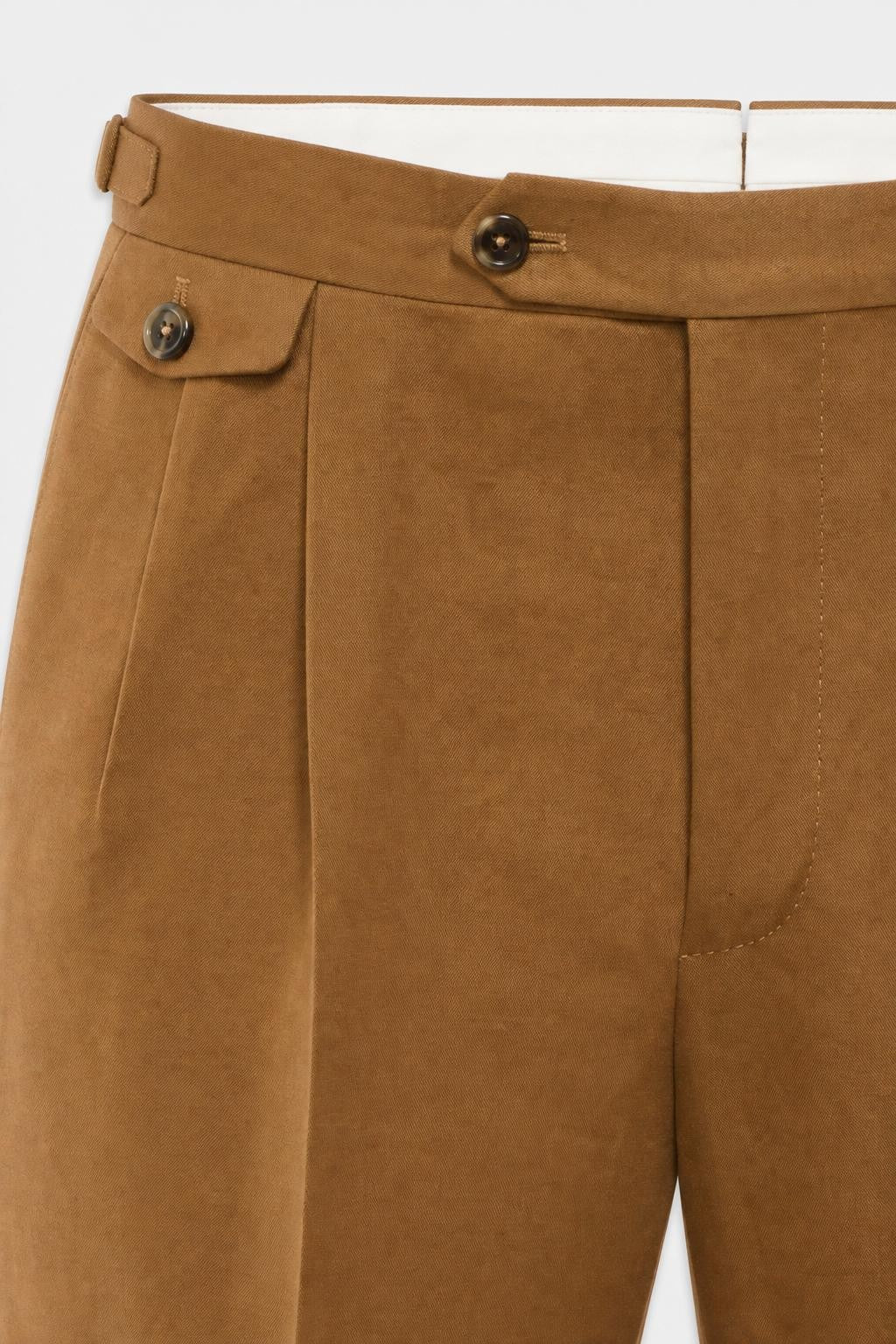 PT Torino Gentleman Fit Linen Cotton Trousers Brown