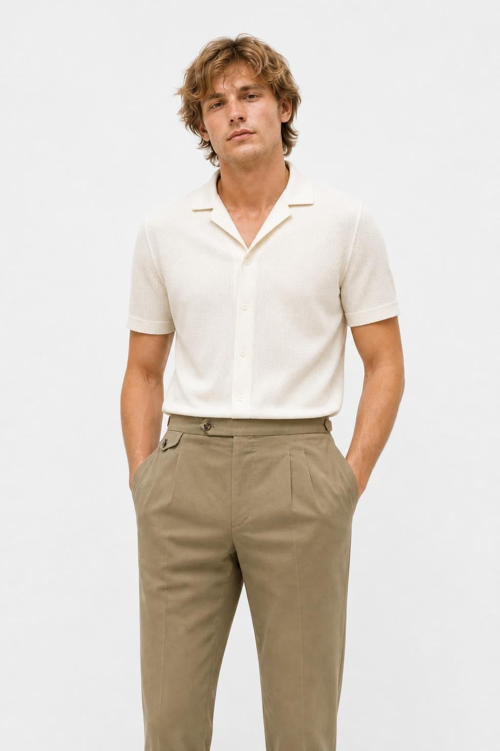 PT Torino Gentleman Fit Linen Cotton Trousers Taupe