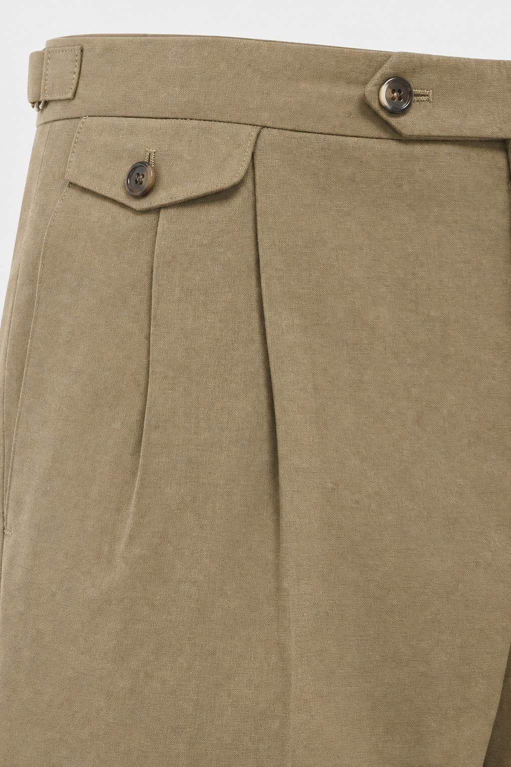 PT Torino Gentleman Fit Linen Cotton Trousers Taupe