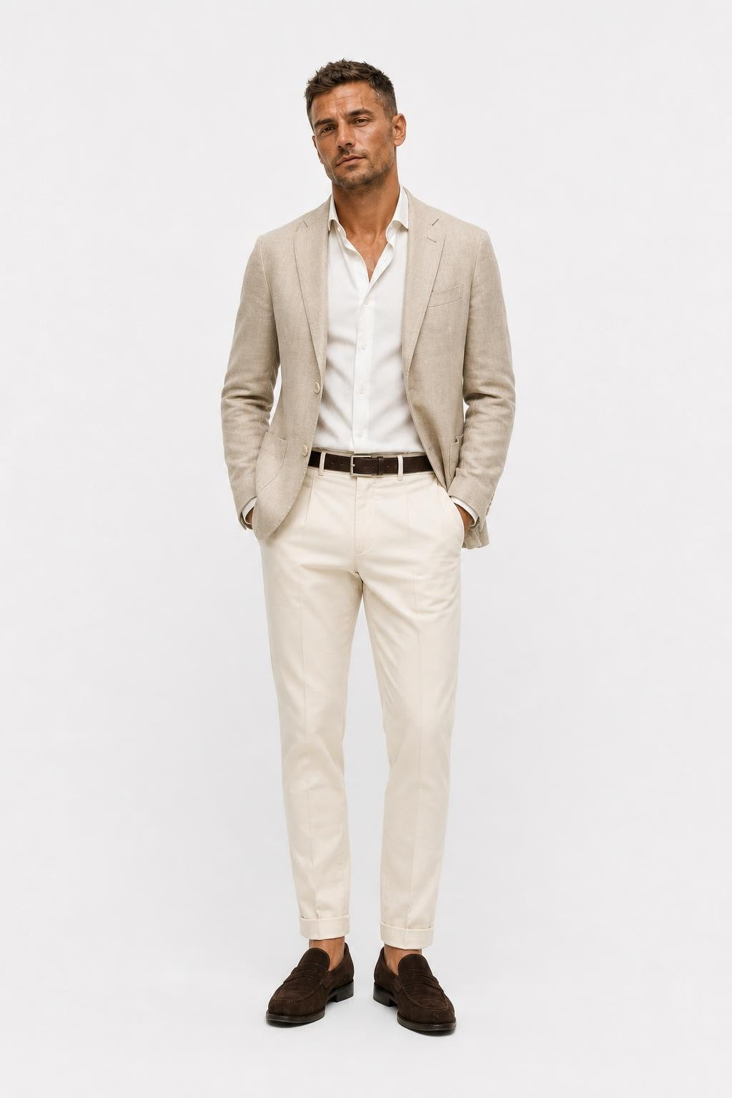 Santaniello Camerota Baumwolle Chino Creme