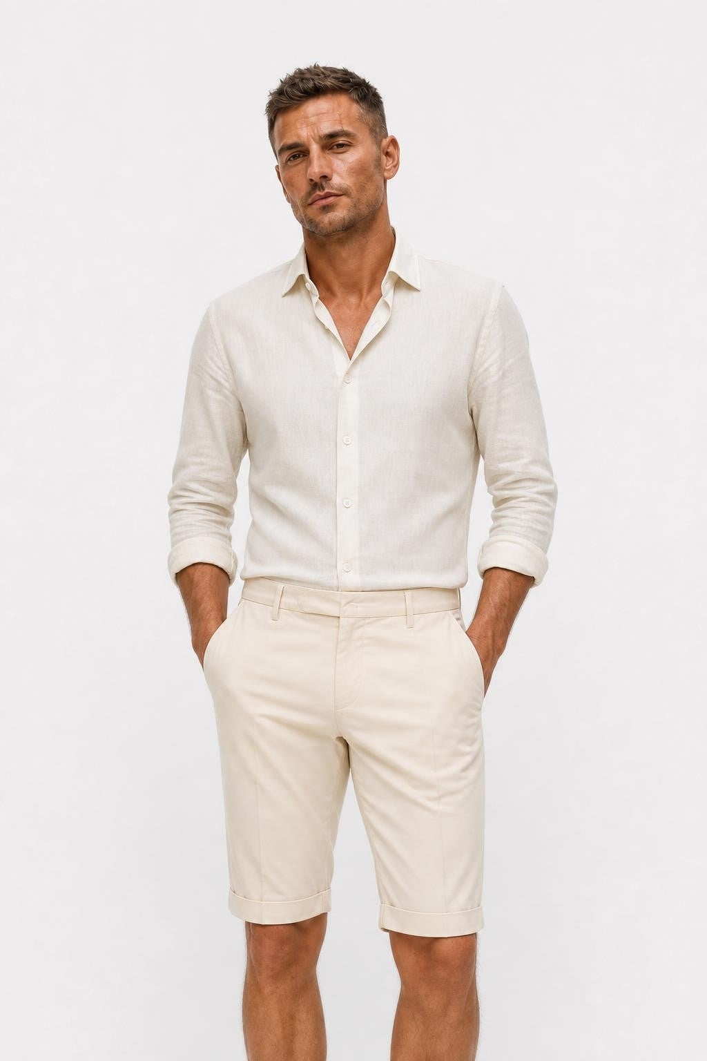 Santaniello Camerota Baumwolle Chino Creme