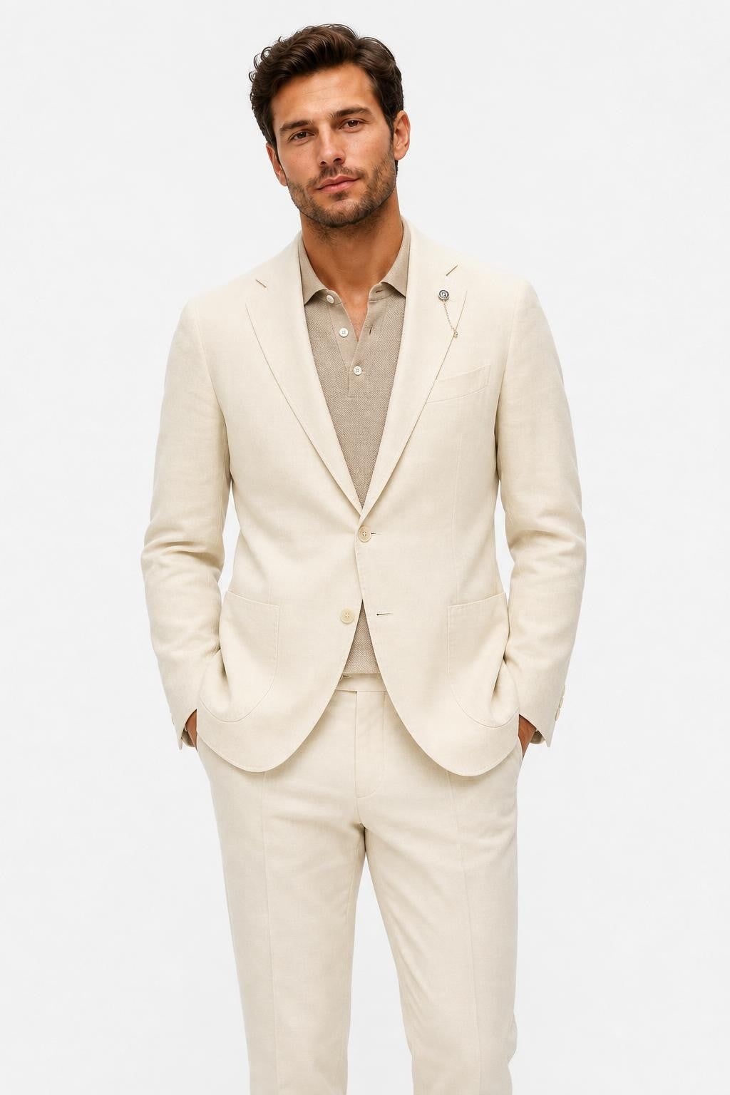 Santaniello Cotton Linen Blazer Cream