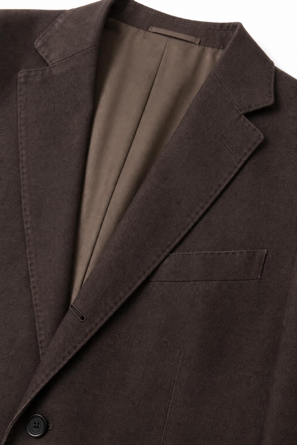 Santaniello Cotton Linen Blazer Dark Brown