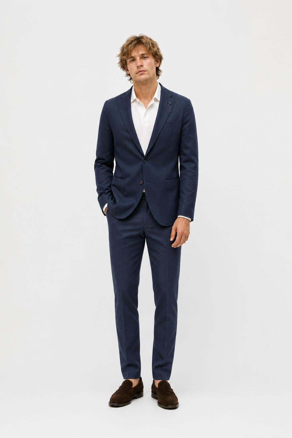 Santaniello Cotton Linen Blazer Navy