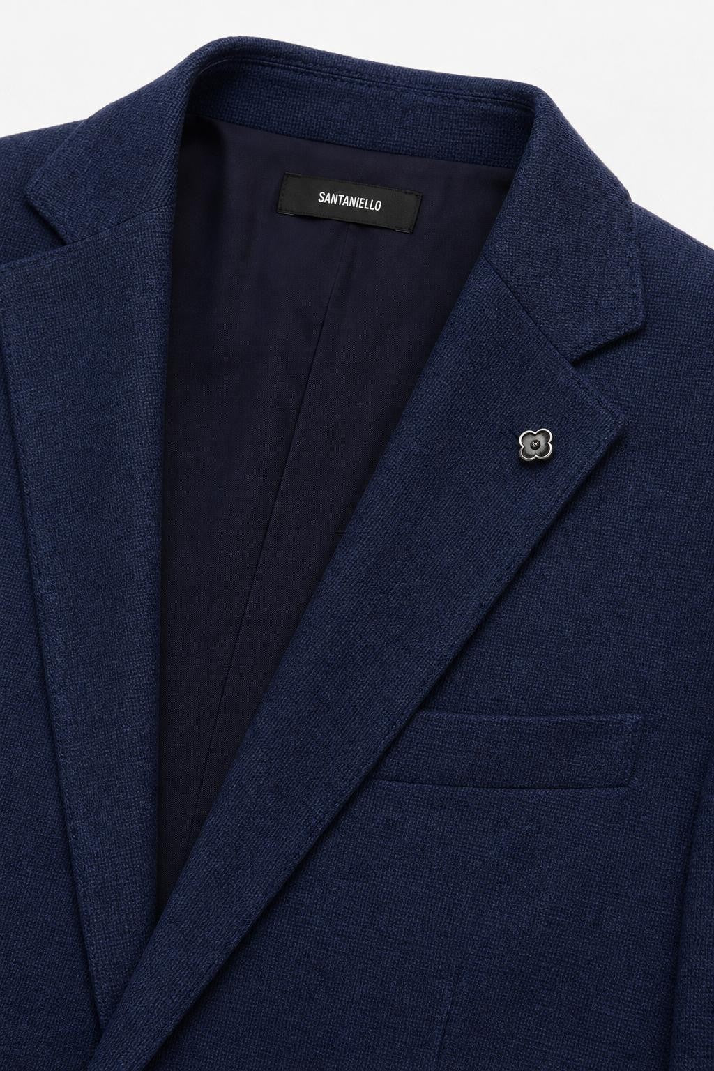 Santaniello Cotton Linen Blazer Navy