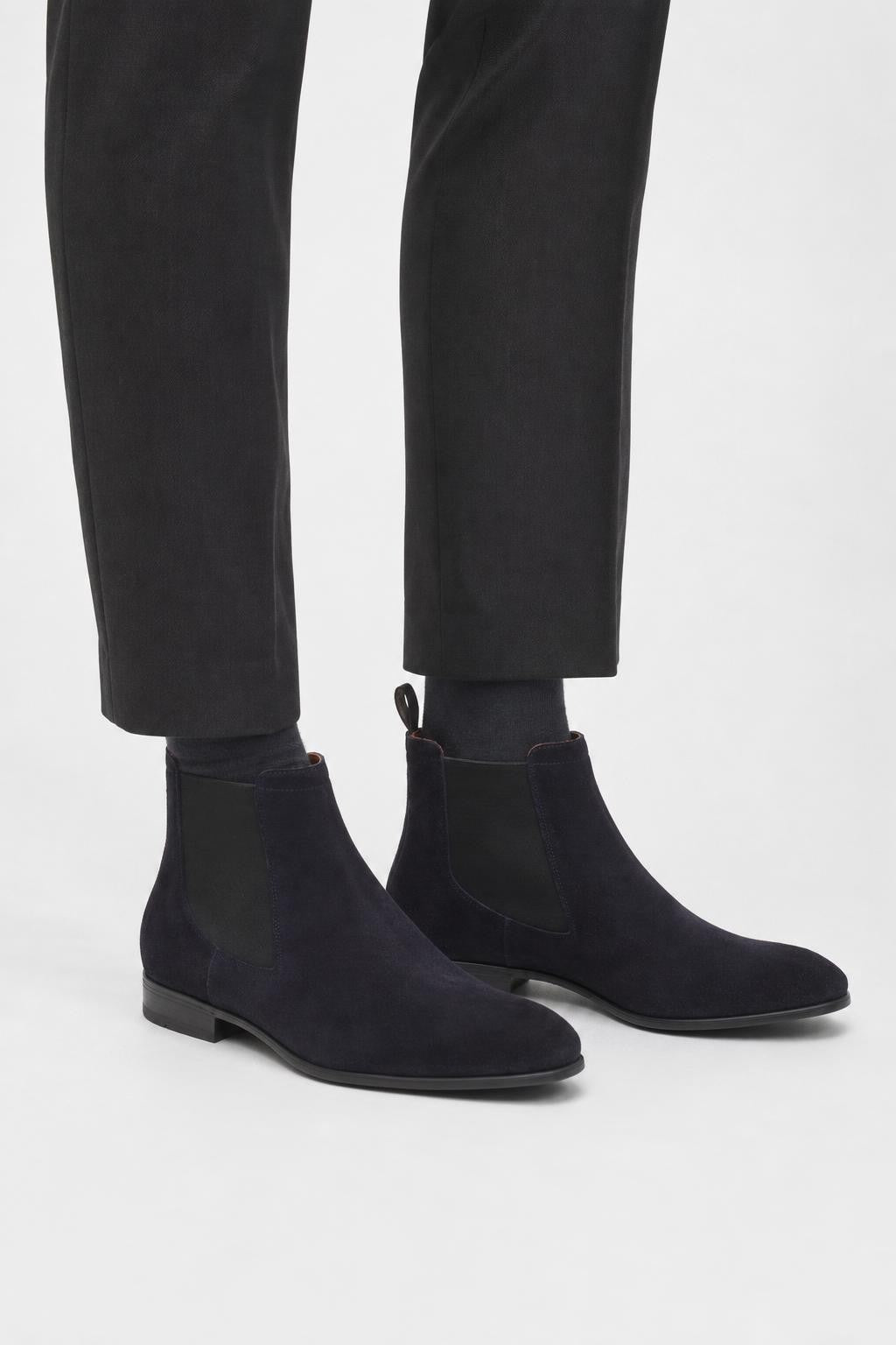 Santoni Wildleder Chelsea Stiefel Navy